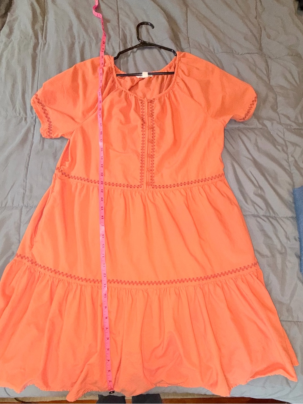 BeachLunchLounge Coral Tiered Boho Dress Size Medium Cotton Rayon - Picture 7 of 7